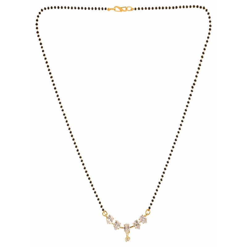 Efulgenz Indian Mangalsutra for Women Traditional CZ Mangalsutra Pendant Necklace Bollywood Jewellery Black Beads Chain Jewelry for Women - Image 4
